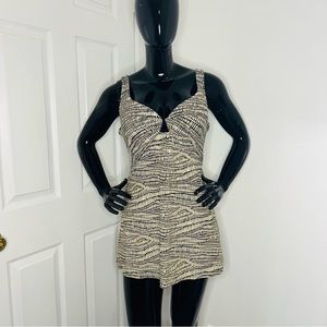 Tan Design One Piece/ Swimdress